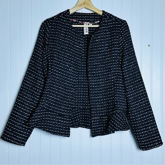 Dolan Left Coast Collection Peplum Tweed black open blazer is a size M Open - Picture 5 of 16